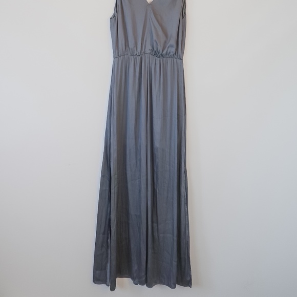 Satin Green-Grey maxi dress - Picture 2 of 2
